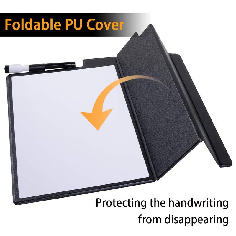 CRCHOM Small White Board 9" x 12" Portable Magnetic Desktop Dry Erase Board with Stand & PU Cover - A4 Notebook Whiteboard Easel for Office, Home, School (Black) - Image 4
